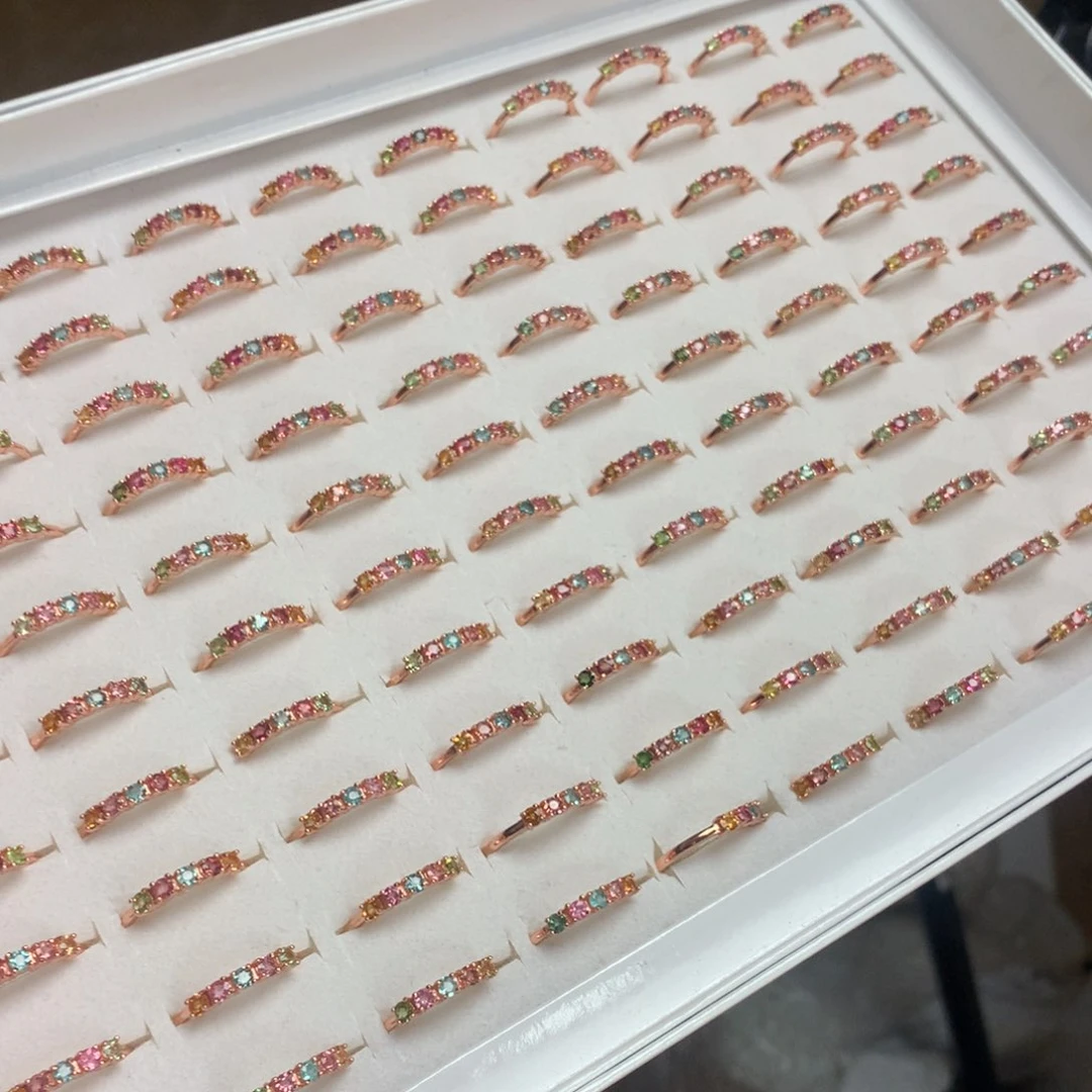 戒指银S925镶嵌碧玺多样性发其一