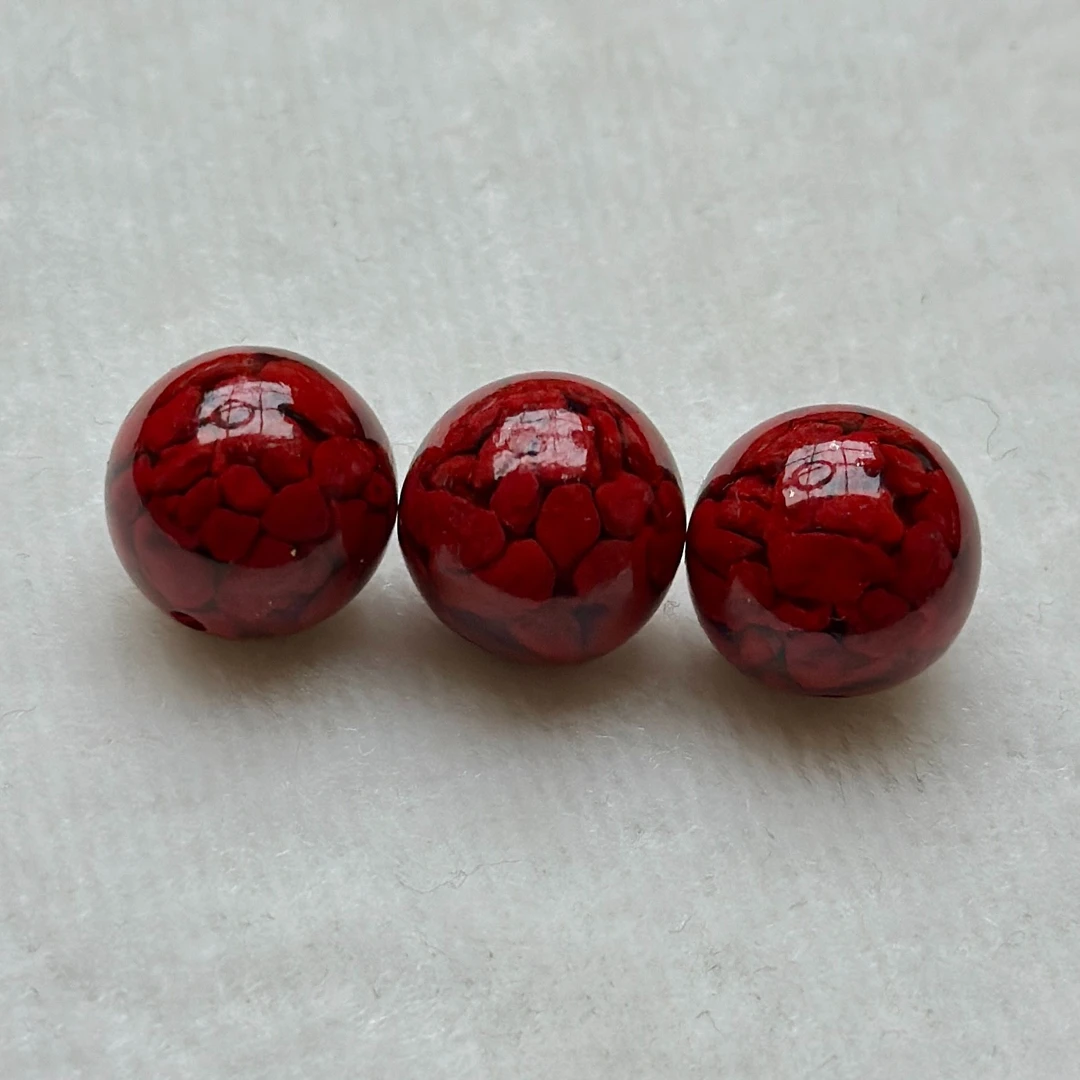 天然辰砂晶体砂单珠吊坠14mm-多样性发其一