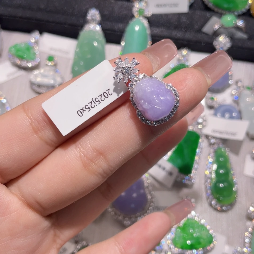 翡翠银S925镶嵌挂件