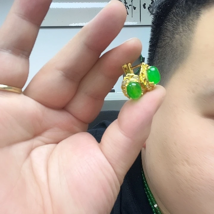 翡翠14K金镶嵌颈饰214耳饰