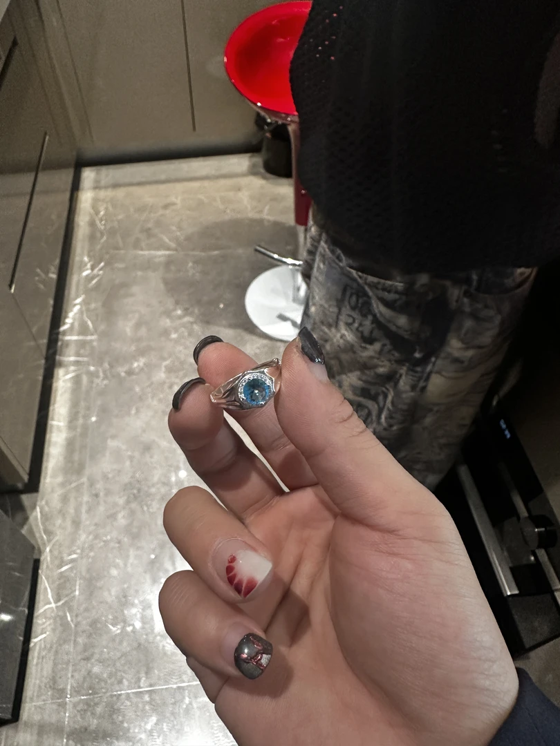 合金戒指 【涅槃 冰雪盛宴 戒指】奶白蓝锆戒指黄蓝色国潮