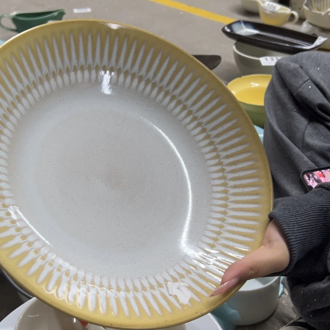 新骨瓷167微瑕素彩白 雏菊 11寸 深盘汤盘