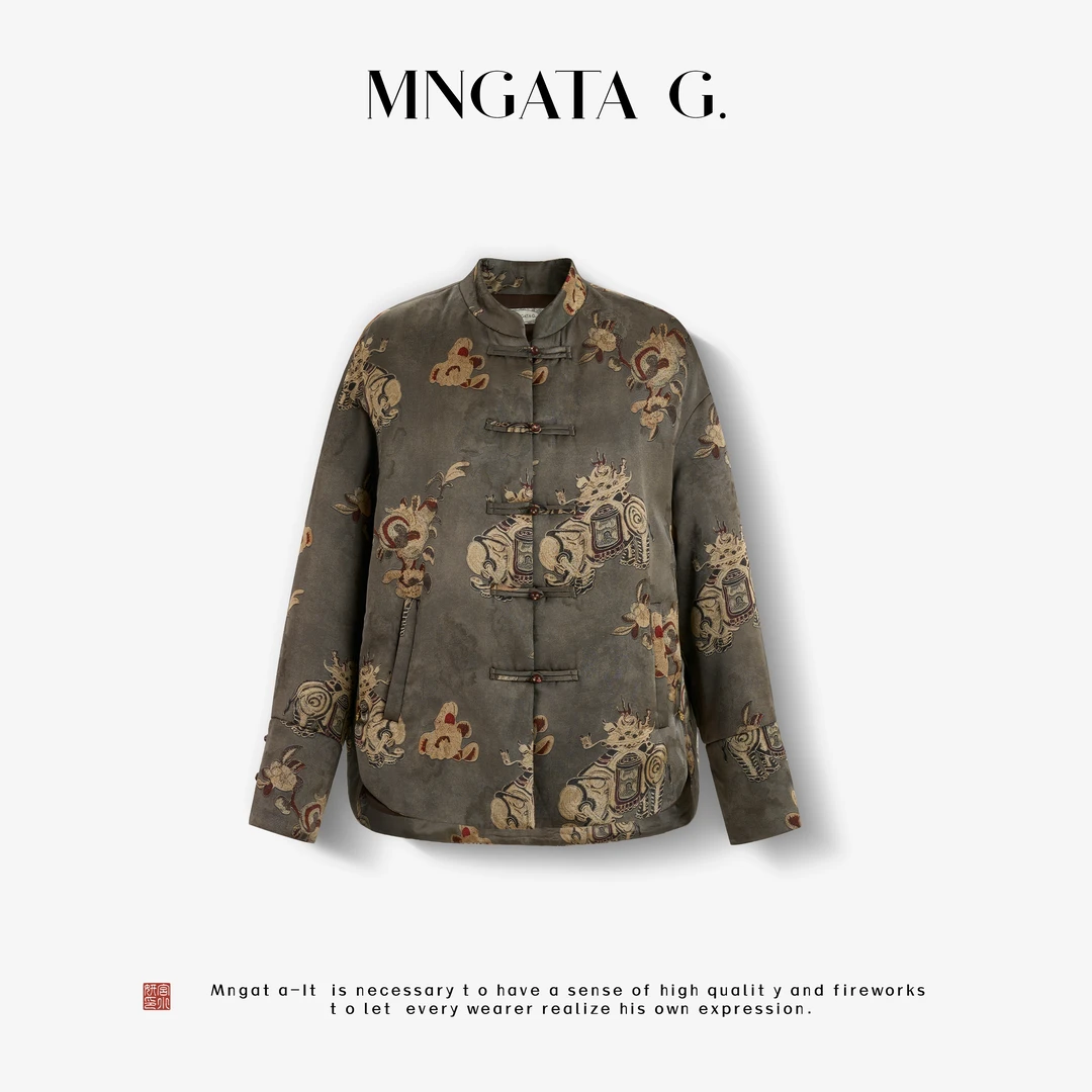 MNGATA G.宫小妍【棉·六牙白象】秋冬新中式中国风休闲外套5080158