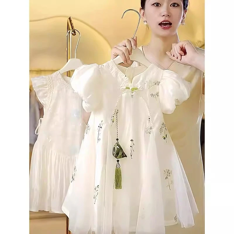 女童连衣裙夏装2025新款儿童洋气国风改良旗袍背心裙小女孩公主裙