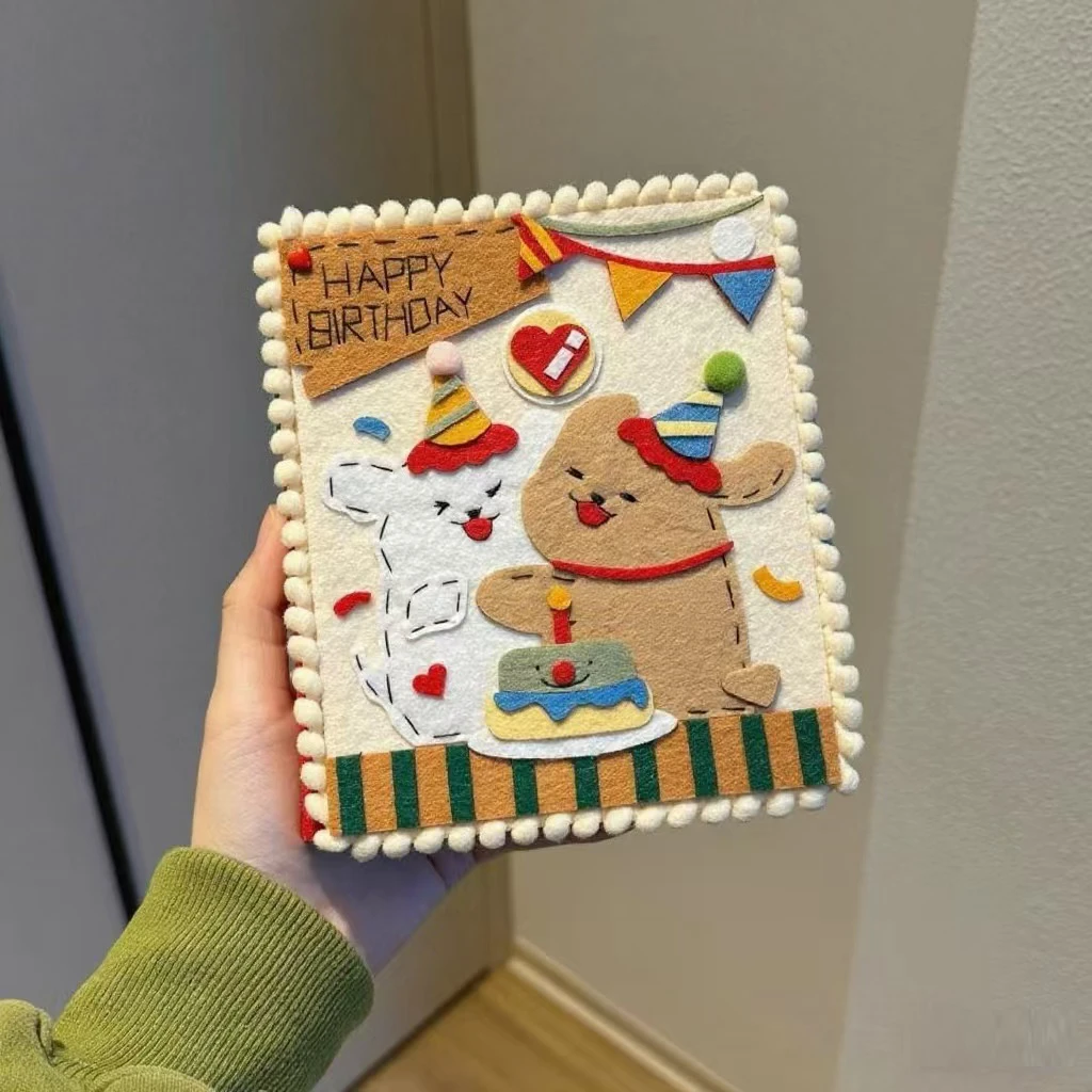 ins可爱线条小狗不织布成品相册小卡拍立得不织布相册成品出售