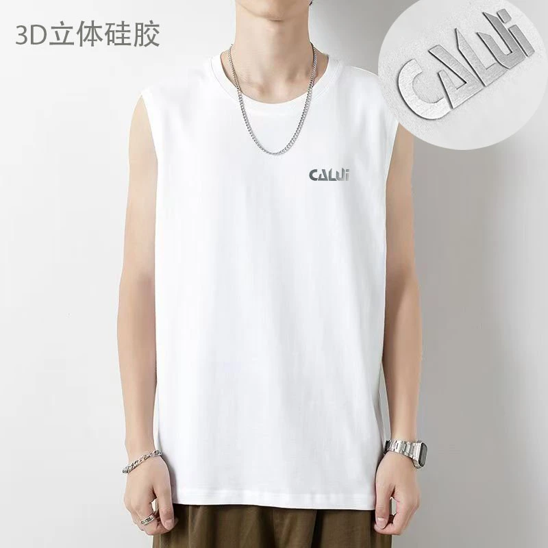 7A抗菌无袖T恤男女同款200克迪桑棉百搭运动背心圆领硅胶CALUI