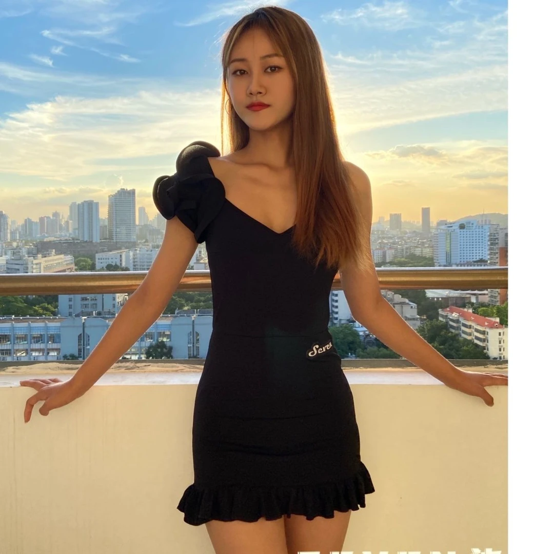 摩登舞服黑色拉丁舞服对应编号摩登服装包臀气质