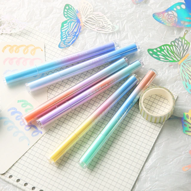 极光川贝母细闪萤光笔偏色闪光学生重点标记手账萤光笔高颜值ins