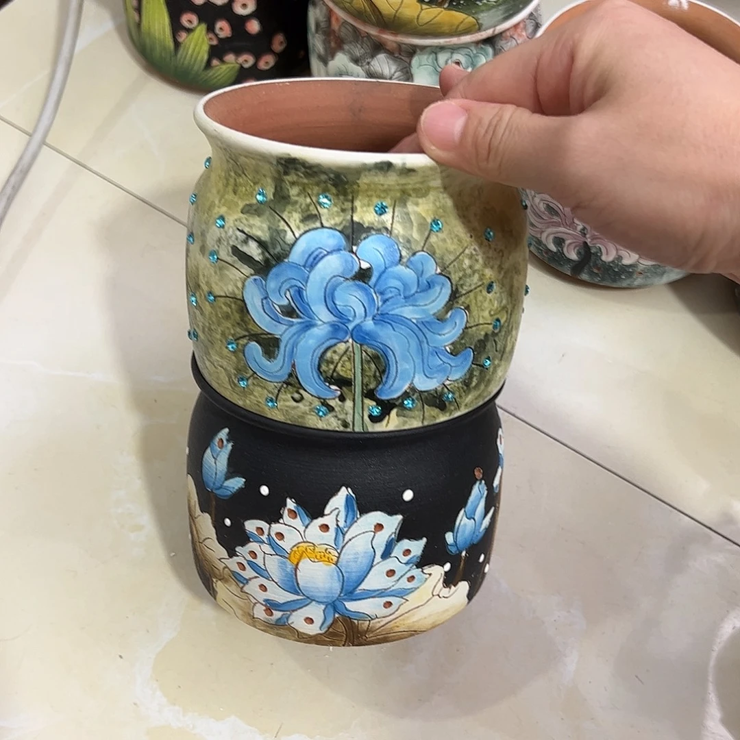 景德镇炫彩手绘口10高9.5