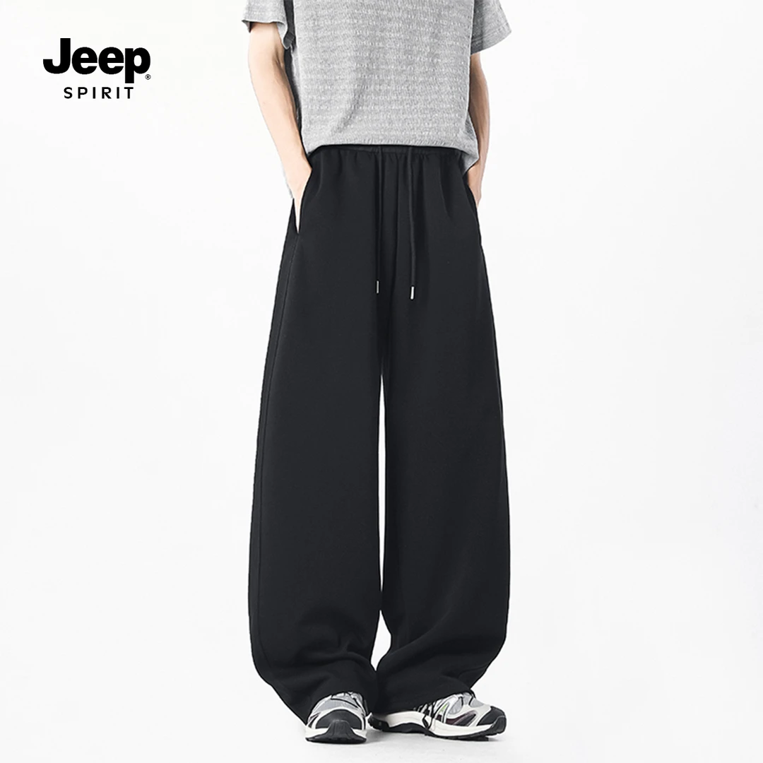 JEEPSPIRIT裤子卫裤潮牌阔腿运动重磅休闲男士休闲裤宽松百搭潮流