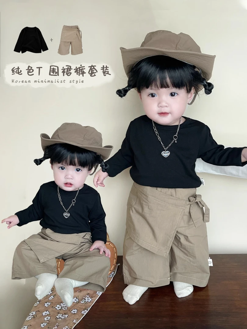 宝宝裙裤秋款套装女童舒适百搭打底衫婴儿洋气围裙裤两件套