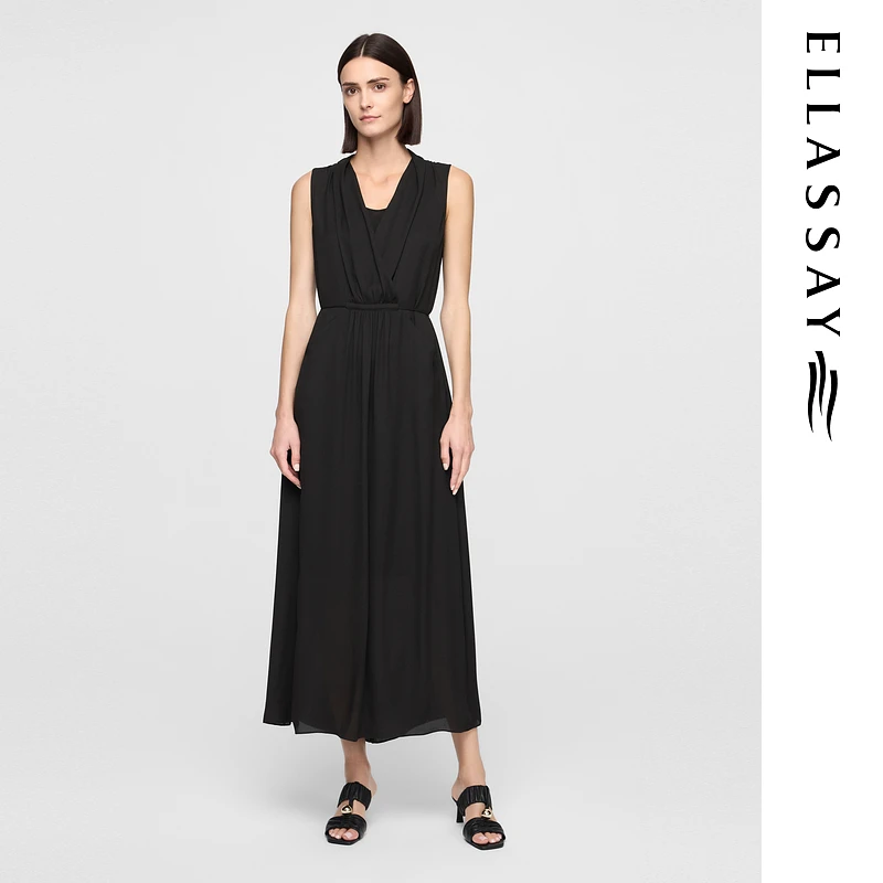 ELLASSAY歌力思2025夏季新款收腰A字中长款连衣裙女EWE362Y10400