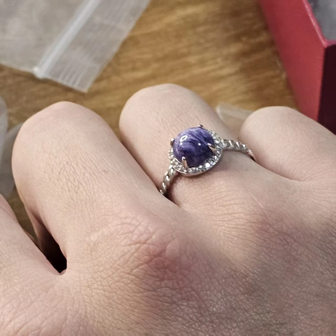 925银贝壳戒指 （志）紫色太阳戒指一个