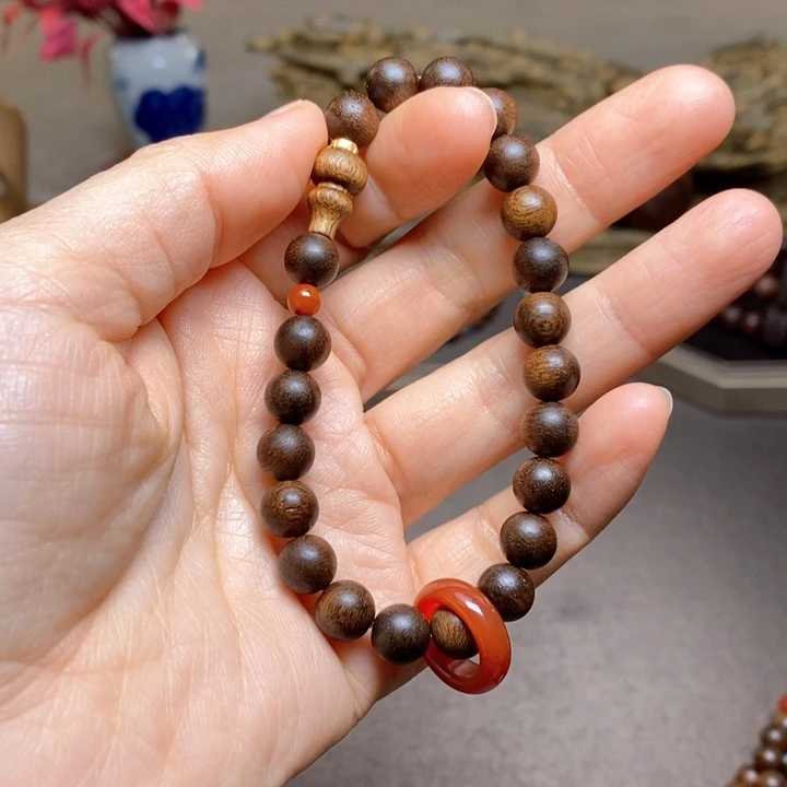 沉香手串越南芽庄黄棋楠0.8设计➕葫芦沉香木雕