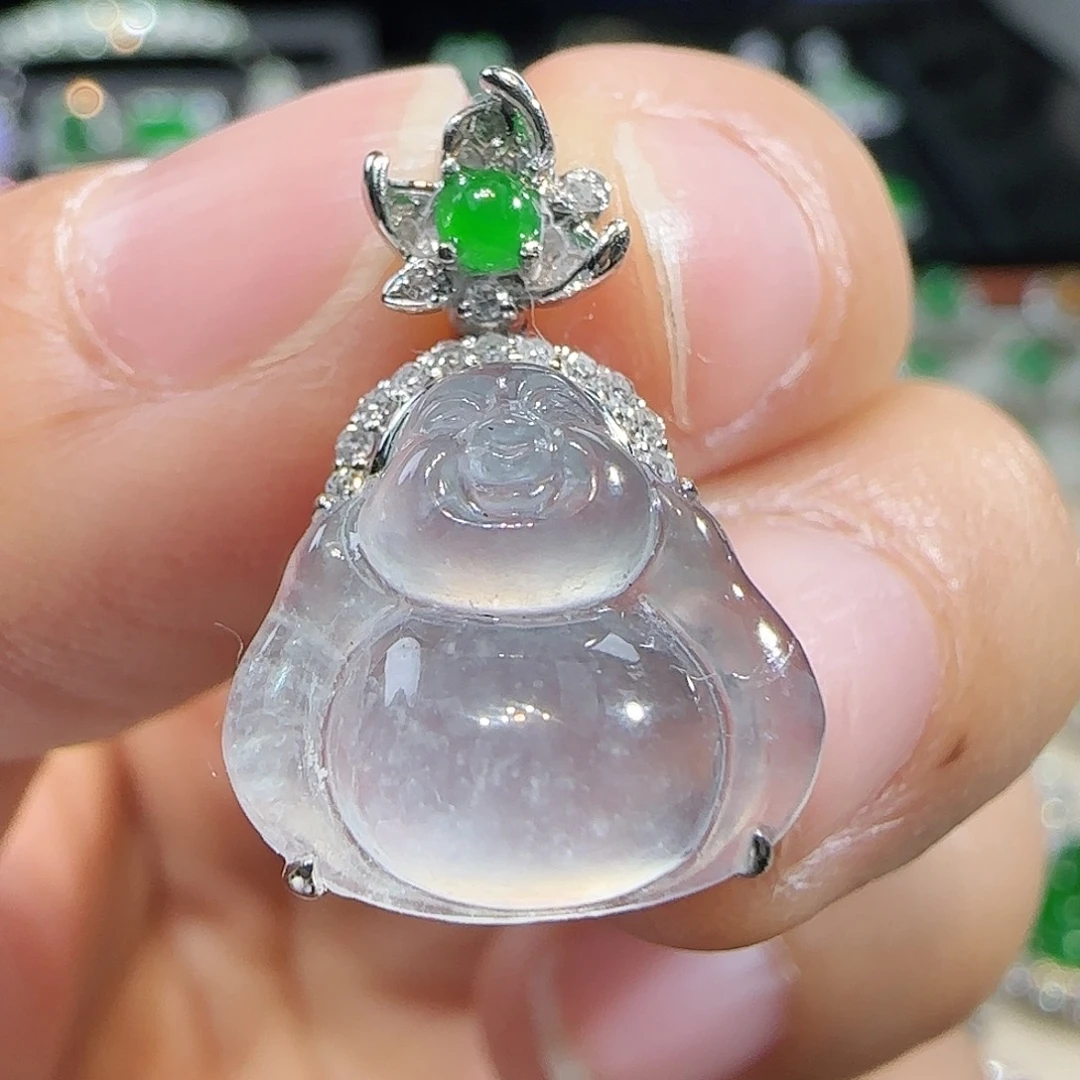 翡翠吊坠(不含链)18K金镶嵌
