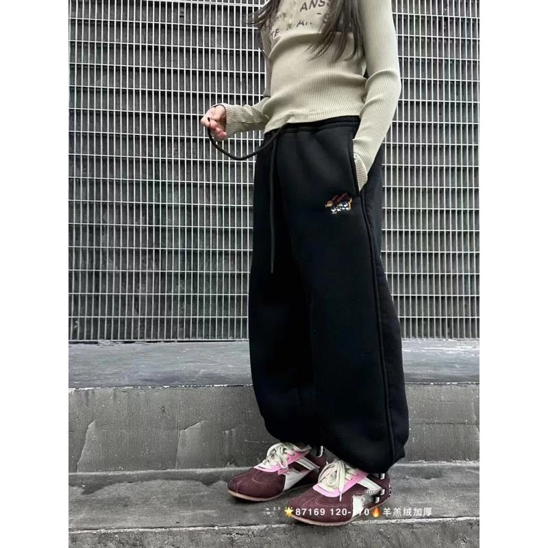 中大童2024冬季新款兔87169男女童时尚百搭休闲羊羔绒针织休闲裤