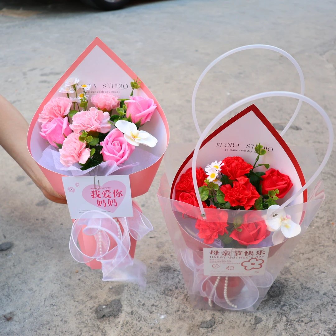 母亲节礼物康乃馨玫瑰香皂花仿真花送妈妈婆婆老师女生创意礼品
