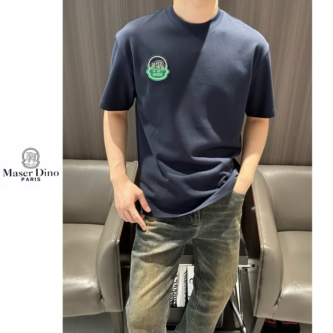 23390 玛撒蒂诺/25秋冬新款男士莫代尔棉绵羊毛混纺圆领短袖T恤