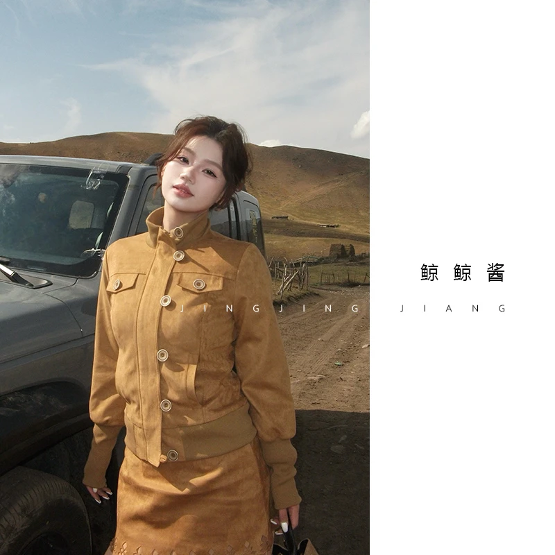 ZOZ鲸鲸酱【都市封面】复古半高领短外套2025上衣女通勤百搭外套
