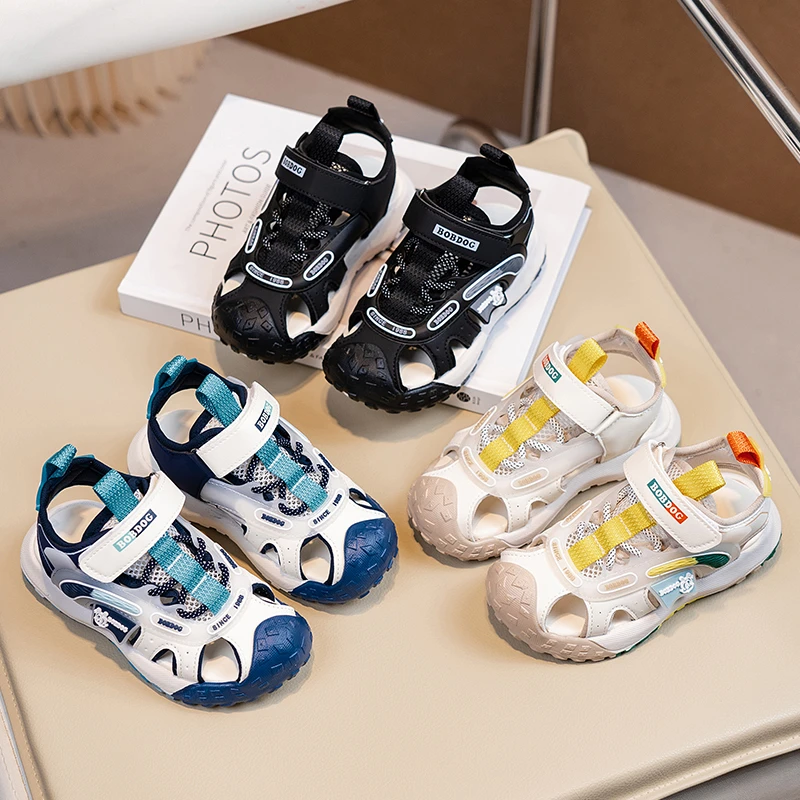 巴布豆夏季新款男女童户外休闲防撞包头溯溪凉鞋透气轻便防滑892