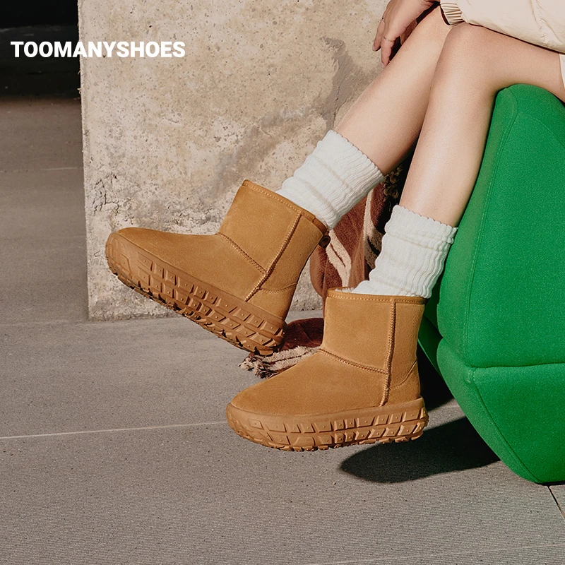 Toomanyshoes雪地靴2024冬新款温暖进阶保暖棉鞋美拉德厚底短靴子