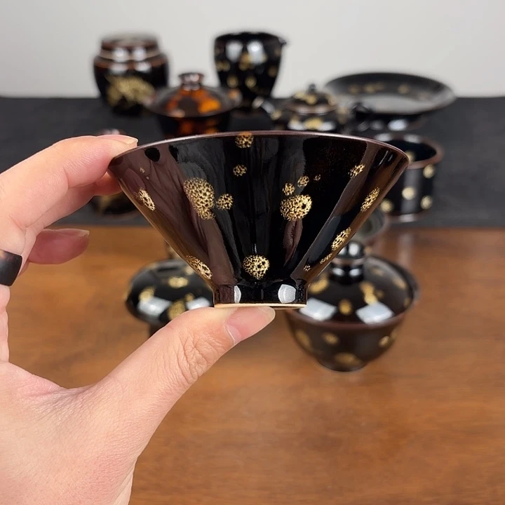 瓷点彩鹧鸪斑斗笠盏