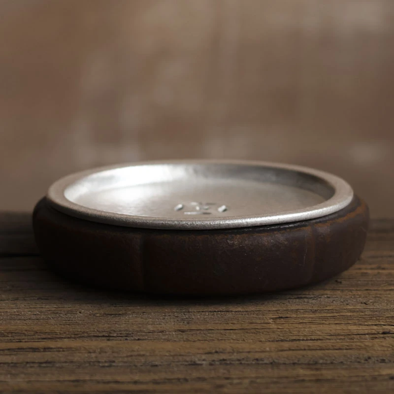 【静姐小院】酱釉圆满壶承J(银盖)（Q2398）直径14cm*高3cm