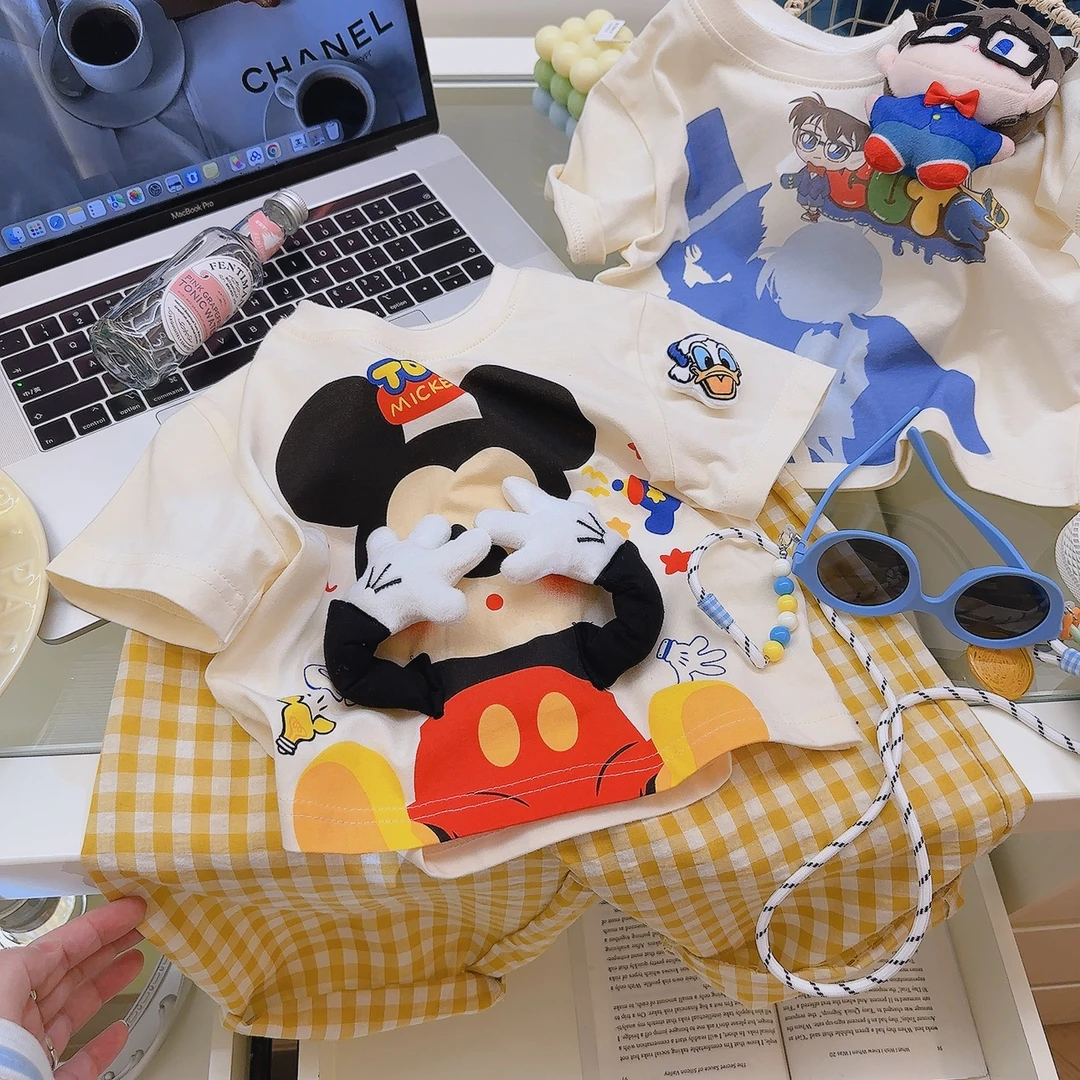 少儿童趣个性纯棉T恤米奇印花立体手掌玩偶吸汗透气半袖