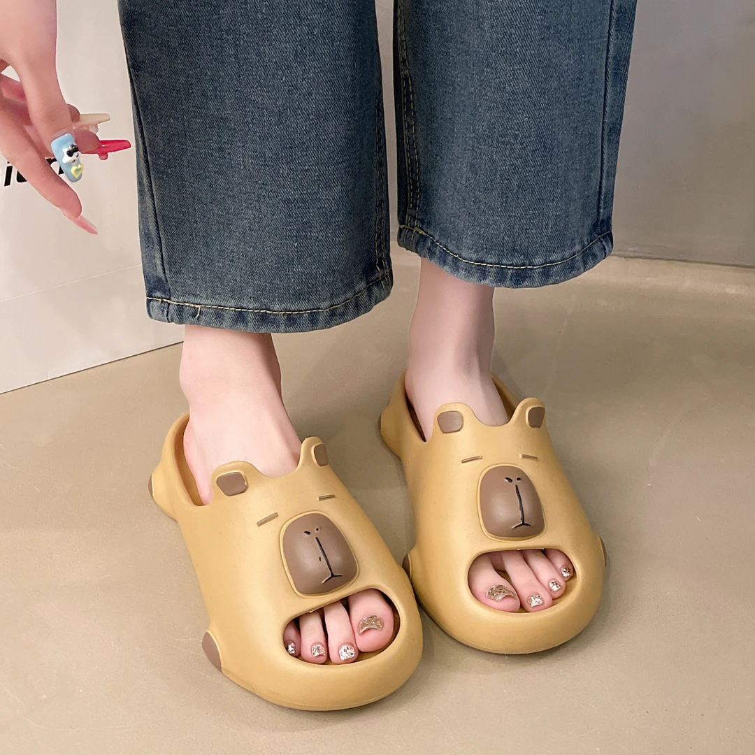 卡皮巴拉拖鞋女夏季2025新款大学生宿舍情侣可爱萌女士凉拖鞋外穿