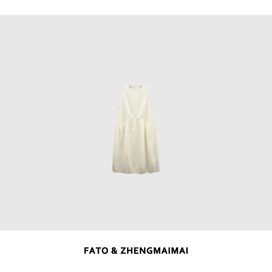 fattonny郑买买【云朵花苞】百搭显瘦遮肉花苞背心连衣裙QDD50422Q1