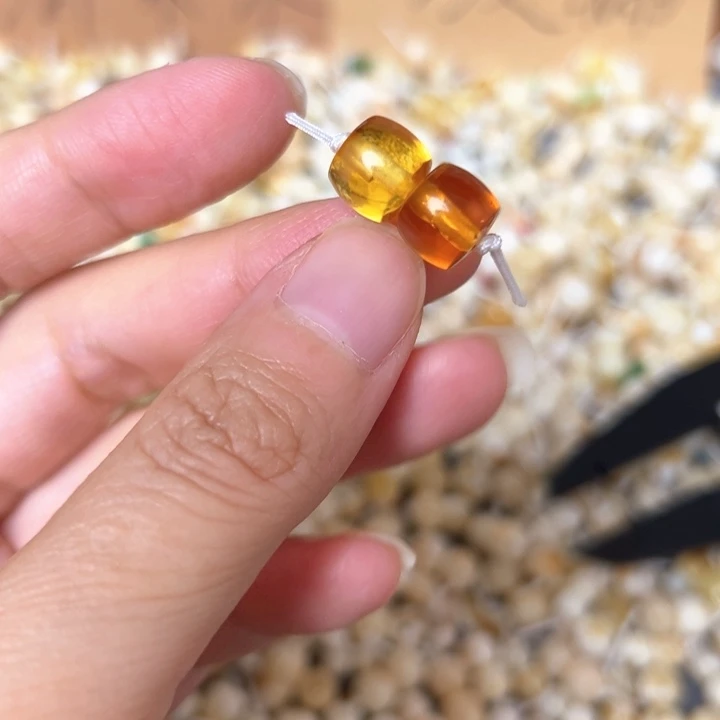 裸石蜜蜡未镶嵌9.1mm一对