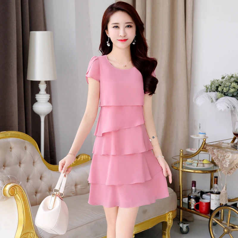 雪纺蛋糕裙连衣裙女夏2025新款多层次显瘦裙子中长款遮肚子层层裙