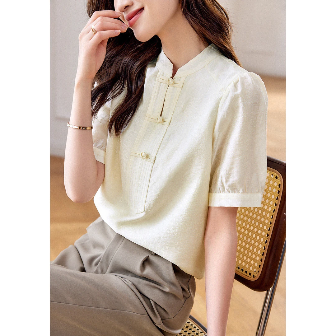XWI/欣未设计新中式衬衫2025夏季新款国风气质优雅新中式衬衫7245
