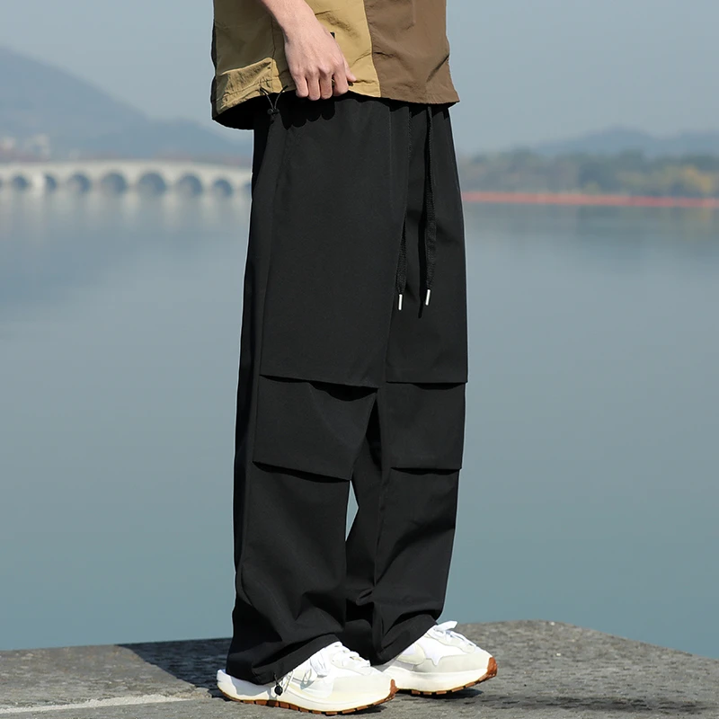 时尚工装长裤中腰休闲裤l码的夏季裤子运动九分百搭多口袋