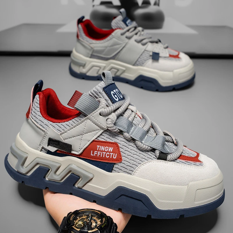 男鞋2025秋季新款网面透气休闲运动平底板鞋男士小众百搭低帮潮鞋