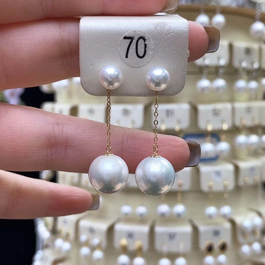 淡水珍珠耳饰18K金镶嵌