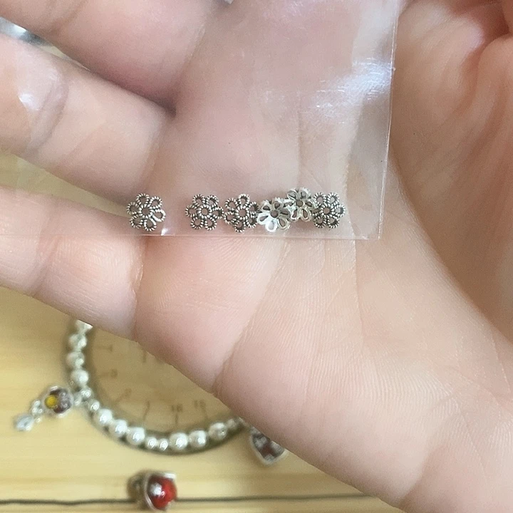 链子925银纯银花托6个
