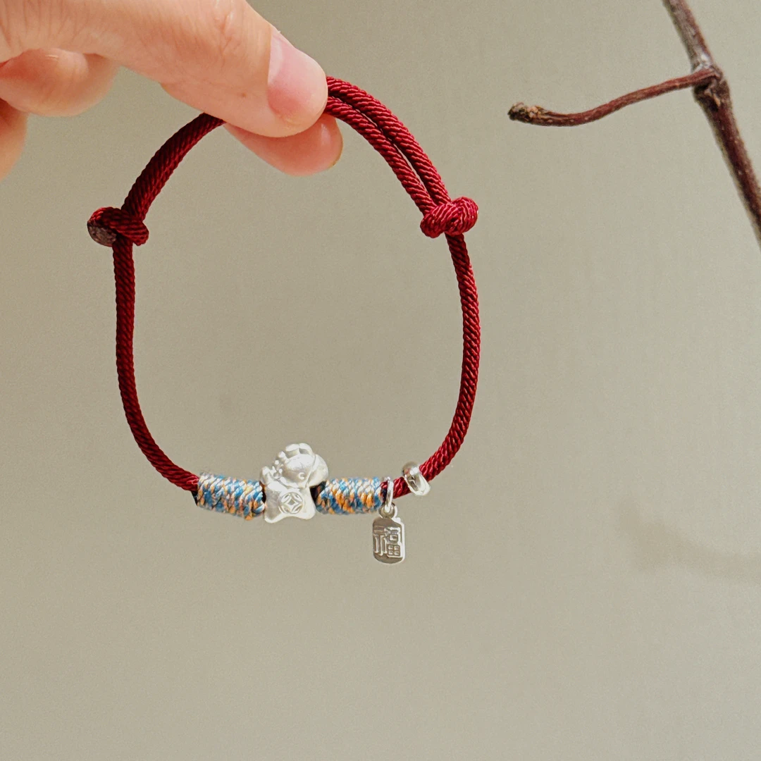 足银布艺手链 小马双色 编绳手串