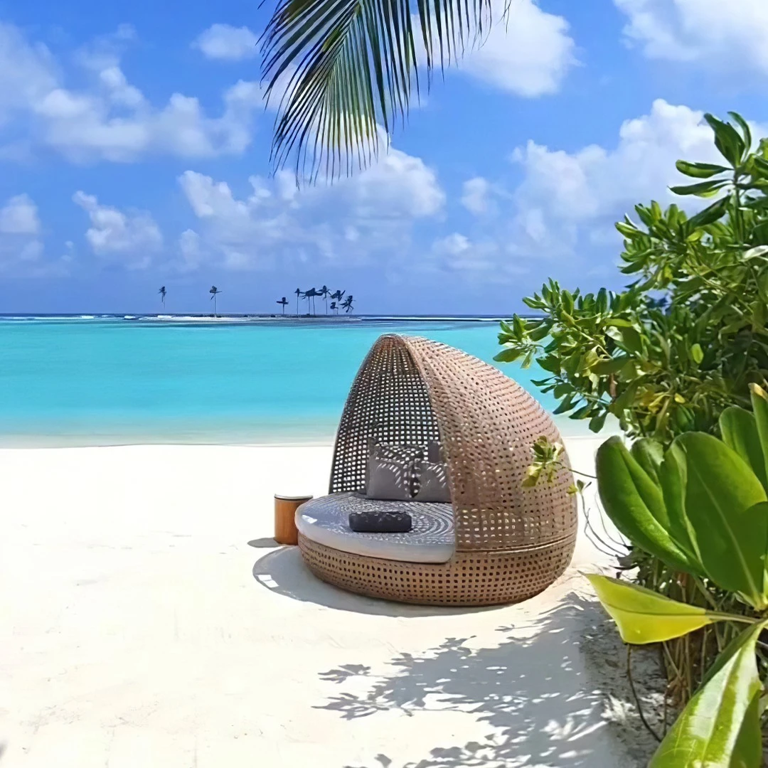 新款风景海边海景沙滩椰树背景墙布主播背景布3d背景布布置挂布
