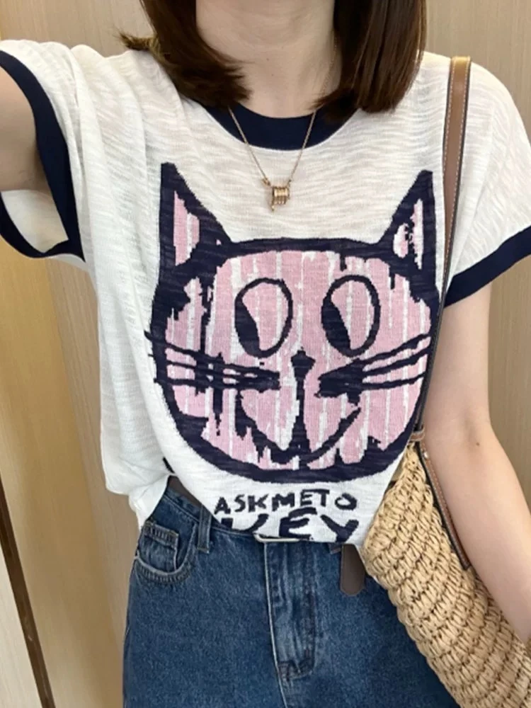 猫咪针织清凉上衣