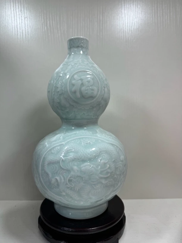景德镇陶瓷影青满身雕刻葫芦花瓶
