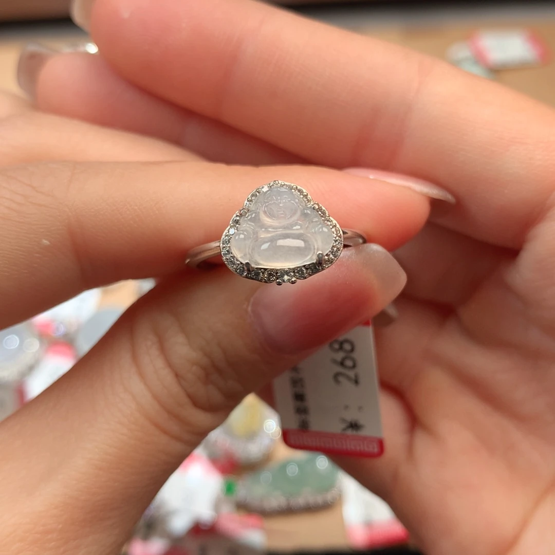 翡翠挂件银S925镶嵌佛