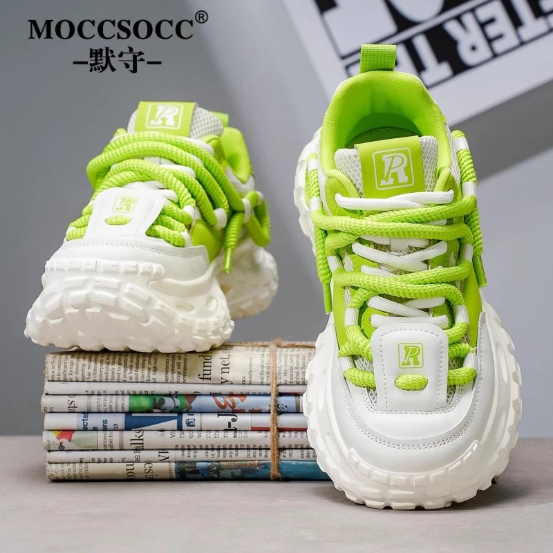 MOCCSOCC男士老爹鞋网面透气运动鞋男款夏季拼色增高时尚百搭潮鞋