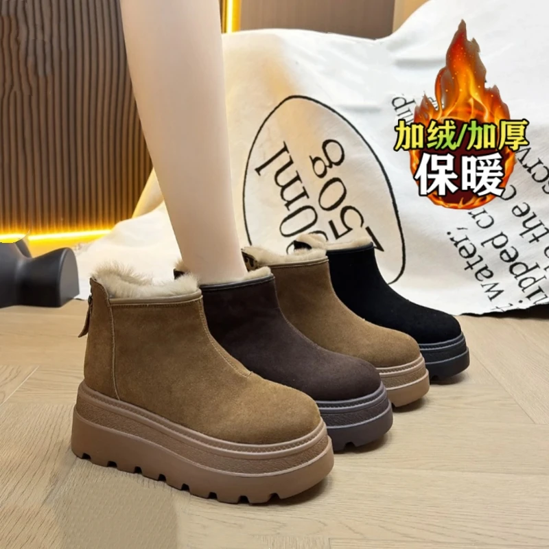 增高8CM厚底雪地靴女2025冬季时尚百搭新款爆款加绒加厚保暖棉鞋