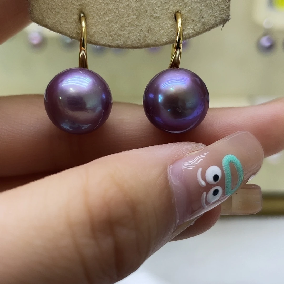 银S925镶嵌淡水珍珠耳饰