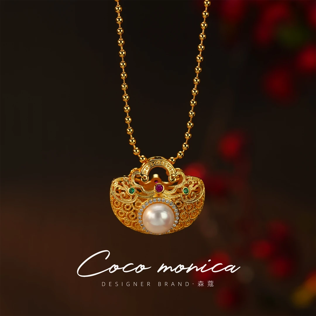 【小霞珠宝】手工气质百搭中古镶嵌长链坠链WA802