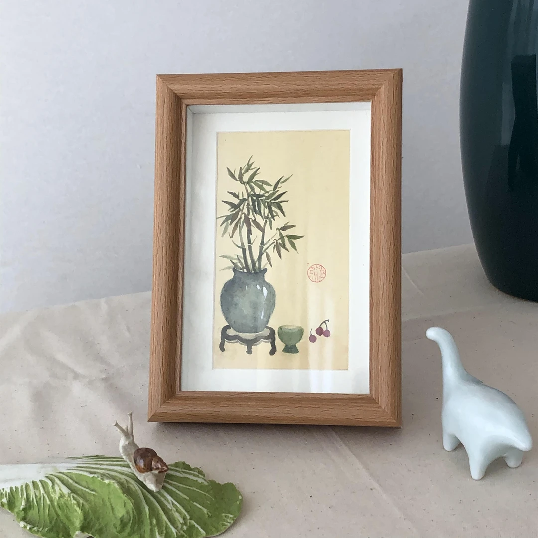 6寸竹报平安 水墨国画摆台 桌面装饰摆件 精品软装