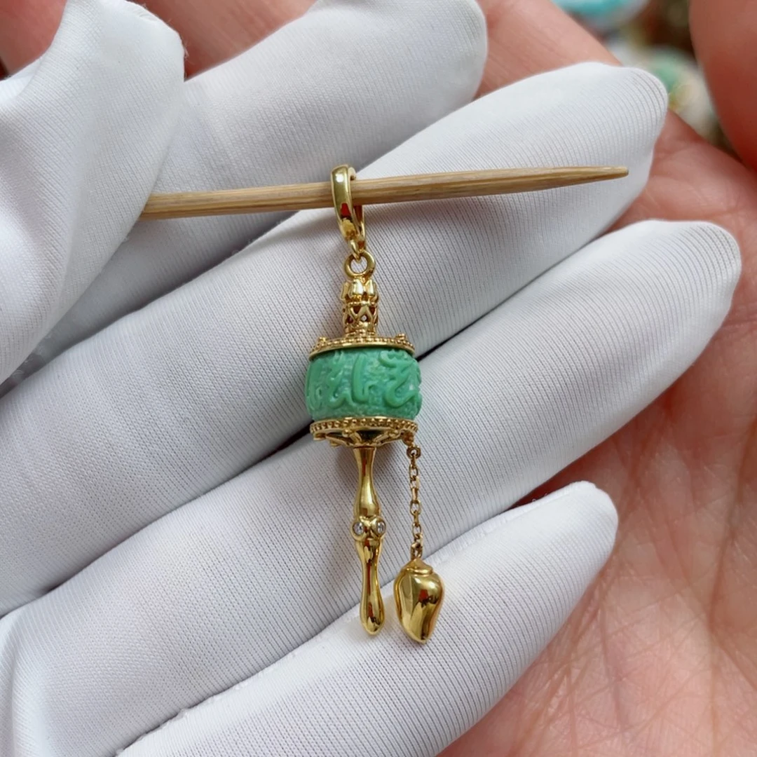 绿松石18K金镶嵌珠宝奇石