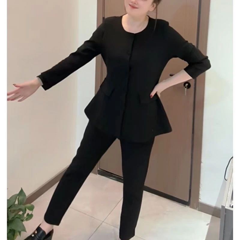 {晶姐推荐}2025新款西服套装上衣+小脚裤两件套5536