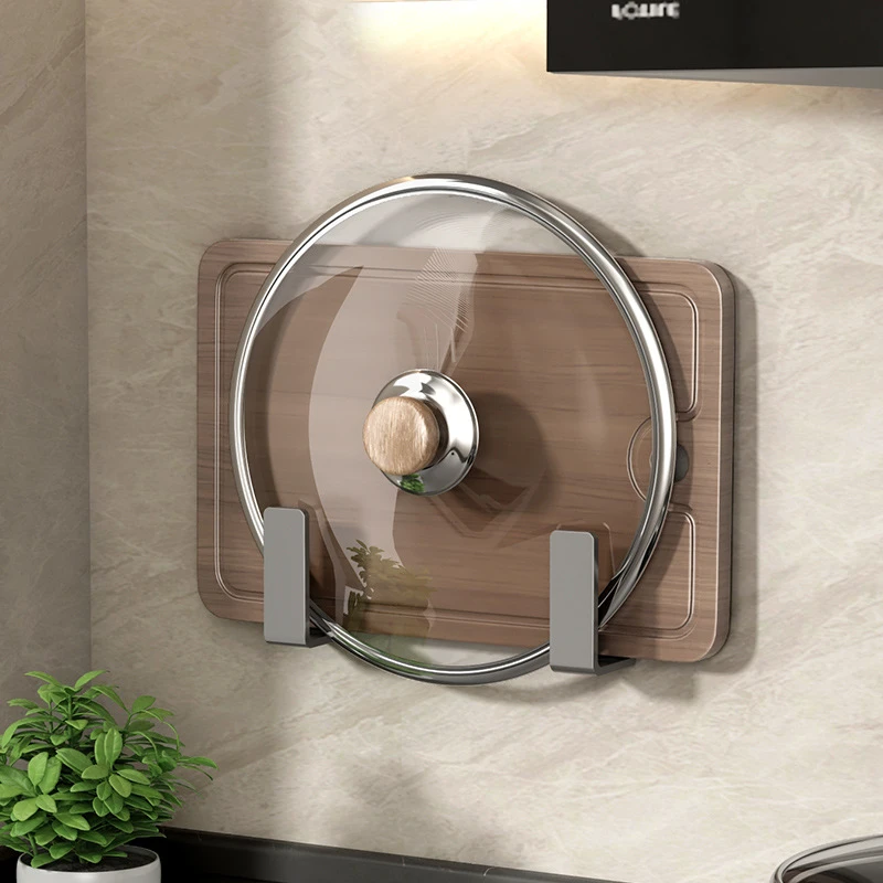 锅盖架免打孔壁挂式厨房置物架大菜板放置器家用收纳多层砧板架子